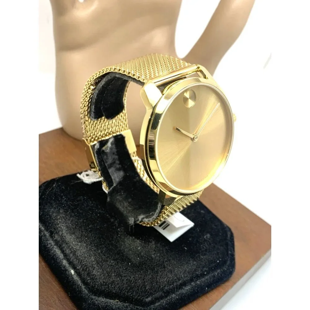 Movado Men's Watch 3600833 Bold Gold Dial Swiss Quartz Steel 42mm Mesh Band